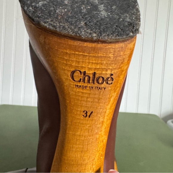 Chloe Wood Sole Lace-Front Platform Boots with Heathered Sock Lining *Italy* - Picture 4 of 13